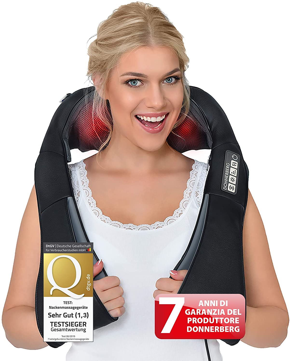 Beauty ZQ Nuovo Intelligente Cervicale Massaggiatore Multi-Funzione USB Elettrico Spalla Collo Mini Strumento di Massaggio Perdita di Peso Corporeo Modellatura Regalo Adesivi Massaggio,Red 